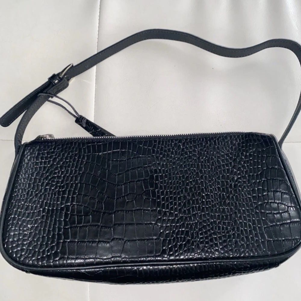 Old Navy Vintage Y2K LEATHER‎ Shoulder Bag Croc Embossed Evening Purse